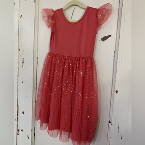 VGUC DotDotSmile Size 5/6 Pink/Mauve Fancy Dress with Gold Polka Dots